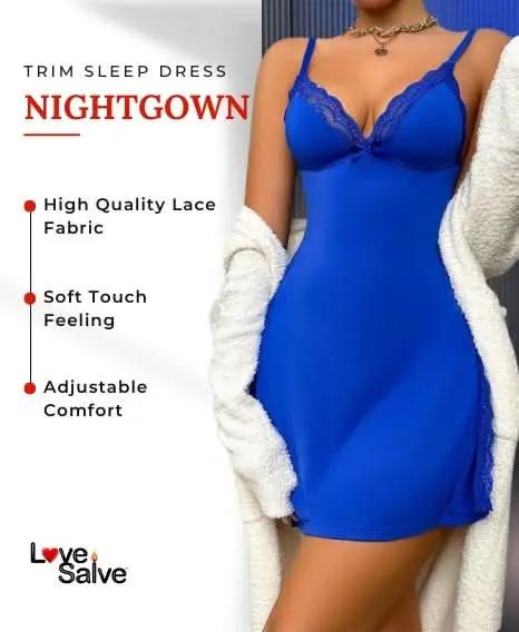Love Salve Romantic Lace-Trimmed Nightdress with Bowknot Detail - Love Salve